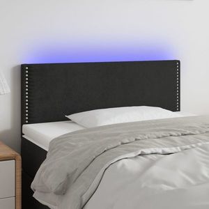 vidaXL Tăblie de pat cu LED, negru, 90x5x78/88 cm, catifea imagine