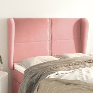 vidaXL Tăblie de pat cu aripioare, roz, 147x23x118/128 cm, catifea imagine