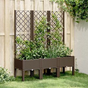 vidaXL Jardinieră de grădină cu spalier, maro, 120x40x142 cm, PP imagine