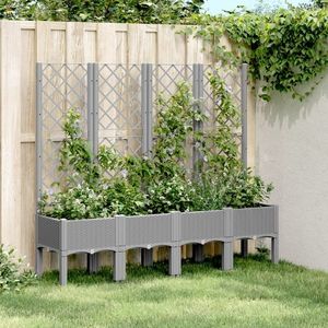 vidaXL Jardinieră de grădină cu spalier gri deschis 160x40x142 cm PP imagine