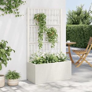 vidaXL Jardinieră de grădină cu spalier, alb, 80x36x140 cm, PP imagine