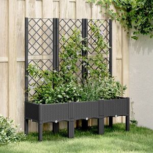 vidaXL Jardinieră de grădină cu spalier, negru, 120x40x142 cm, PP imagine
