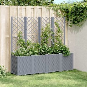 vidaXL Jardinieră de grădină cu spalier, gri, 160x40x140 cm, PP imagine