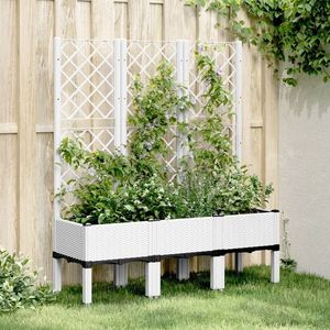 vidaXL Jardinieră de grădină cu spalier, alb, 120x40x142 cm PP imagine