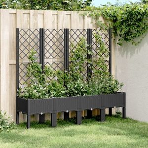 vidaXL Jardinieră de grădină cu spalier, negru, 160x40x142 cm, PP imagine