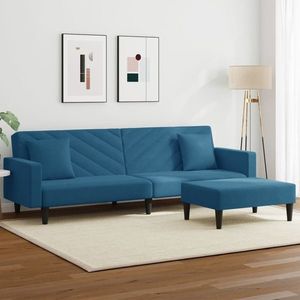 vidaXL Set de canapele cu perne, 2 piese, albastru, catifea imagine