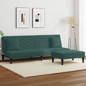 vidaXL Set canapea cu perne, 2 piese, verde închis, catifea imagine