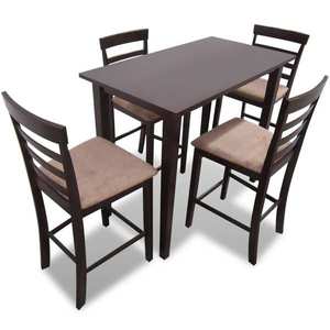 Set masă și 4 scaune de bar din lemn, alb imagine