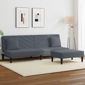 vidaXL Set canapea cu perne, 2 piese, gri închis, catifea imagine