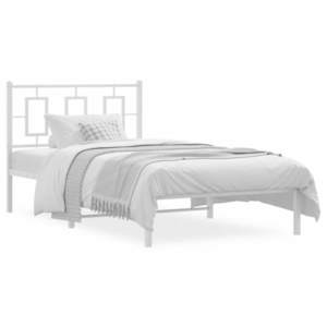 vidaXL Cadru de pat metalic cu tăblie, alb, 100x190 cm imagine