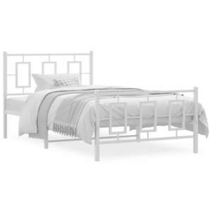 vidaXL Cadru de pat cu tăblie de cap/picioare, alb, 100x200 cm imagine