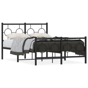 vidaXL Cadru pat metalic cu tăblie de cap/picioare, negru, 120x190 cm imagine