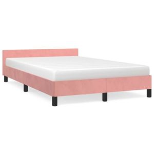 vidaXL Cadru de pat cu tăblie, roz, 120x190 cm, catifea imagine