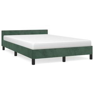 vidaXL Cadru de pat cu tăblie, verde închis, 120x190 cm, catifea imagine