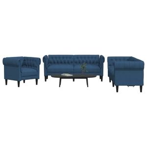 vidaXL Set canapele, 3 piese, albastru, material textil imagine