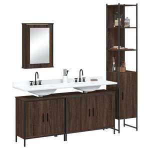 vidaXL Dulap cu chiuvetă de baie și oglindă, stejar maro imagine