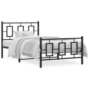 vidaXL Cadru pat metalic cu tăblii de cap/picioare, negru, 100x200 cm imagine