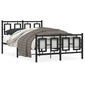 vidaXL Cadru pat cu tăblie de cap/picioare, negru, 120x190 cm imagine