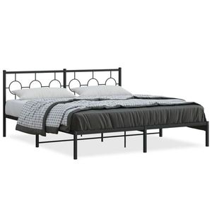 vidaXL Cadru de pat metalic cu tăblie, negru, 180x200 cm imagine