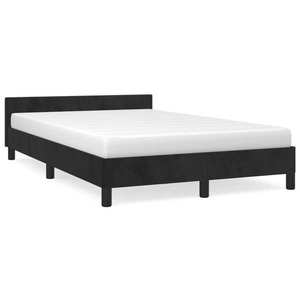 vidaXL Cadru de pat cu tăblie, negru, 120x190 cm, catifea imagine
