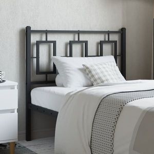 vidaXL Tăblie de pat metalică, negru, 90 cm imagine