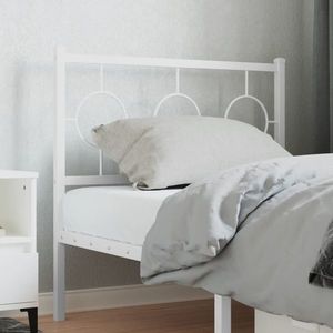 vidaXL Tăblie de pat metalică, alb, 90 cm imagine