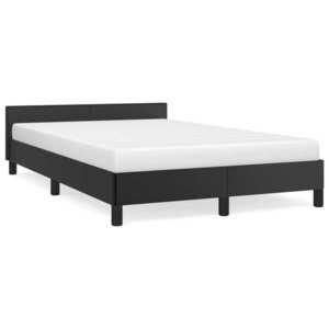 vidaXL Cadru de pat cu tăblie, negru, 120x190 cm, piele ecologică imagine