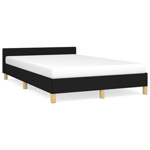 vidaXL Cadru de pat cu tăblie, negru, 120x190 cm, material textil imagine