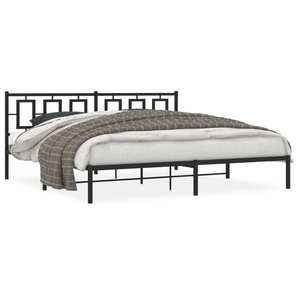vidaXL Cadru de pat metalic cu tăblie, negru, 193x203 cm imagine