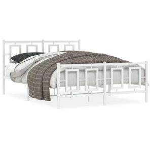 vidaXL Cadru de pat cu tăblie la cap și picioare, alb, 140x200 cm imagine