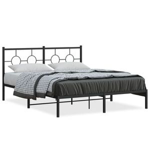 vidaXL Cadru pat metalic, negru, 150x200 cm imagine