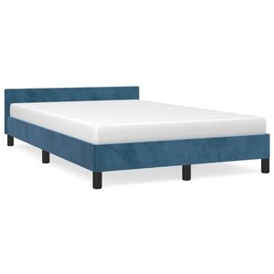vidaXL Cadru de pat cu tăblie, albastru închis, 120x190 cm, catifea imagine