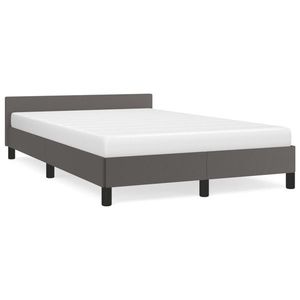 vidaXL Cadru de pat cu tăblie, gri, 120x190 cm, piele ecologică imagine