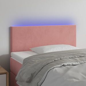 vidaXL Tăblie de pat cu LED, roz, 80x5x78/88 cm, catifea imagine