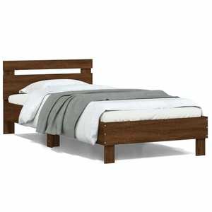 vidaXL Cadru de pat cu tăblie stejar maro 100x200 cm lemn prelucrat imagine