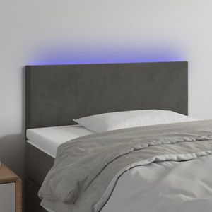 vidaXL Tăblie de pat cu LED, gri închis, 100x5x78/88 cm, catifea imagine