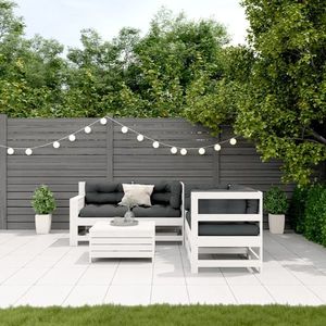 vidaXL Set mobilier grădină cu perne 5 piese alb lemn masiv de pin imagine