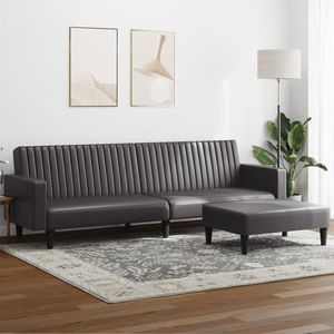 vidaXL Set canapea, 2 piese, gri, piele ecologică imagine