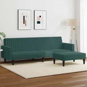 vidaXL Set canapele, 2 piese, verde închis, catifea imagine