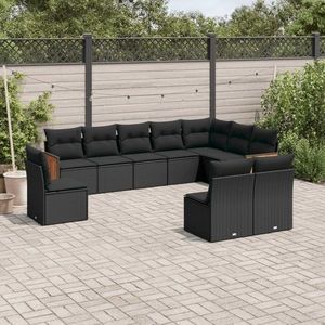 vidaXL Set mobilier de grădină, 10 piese, negru, poliratan imagine