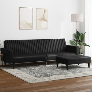 vidaXL Set de canapele, 2 piese, negru, piele ecologică imagine