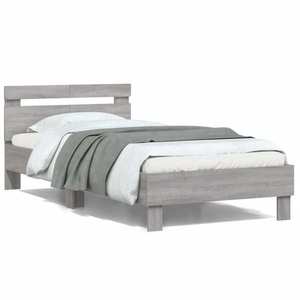 vidaXL Cadru de pat cu tăblie gri sonoma 100x200 cm lemn prelucrat imagine