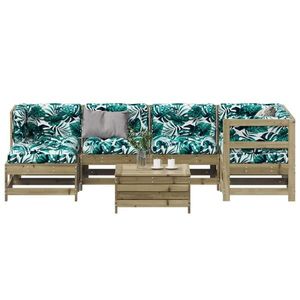 vidaXL Set mobilier de grădină cu perne, 7 piese, lemn de pin tratat imagine
