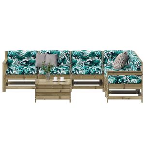 vidaXL Set mobilier de grădină cu perne, 7 piese, lemn de pin tratat imagine