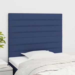 vidaXL Tăblii de pat, 2 buc, albastru, 90x5x78/88 cm, textil imagine