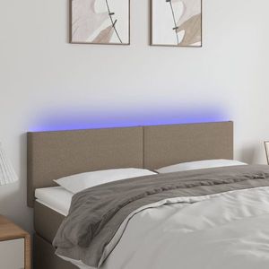 vidaXL Tăblie de pat cu LED, gri taupe, 144x5x78/88 cm, textil imagine