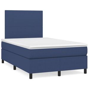 vidaXL Pat box spring cu saltea, albastru, 120x190 cm, material textil imagine