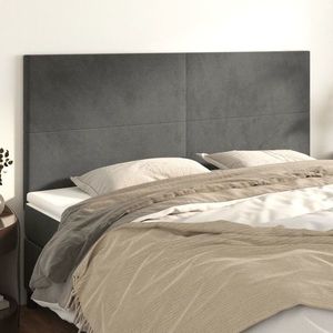 vidaXL Tăblii de pat, 4 buc, gri închis, 90x5x78/88 cm, catifea imagine