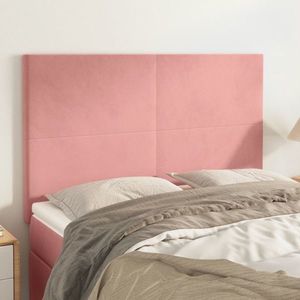 vidaXL Tăblii de pat, 4 buc, roz, 72x5x78/88 cm, catifea imagine