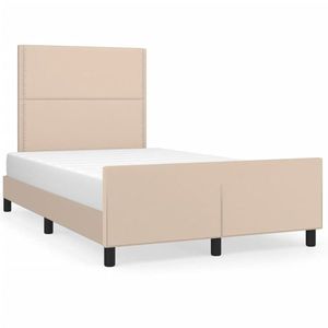 vidaXL Cadru de pat cu tăblie, cappuccino, 120x190 cm, piele ecologică imagine